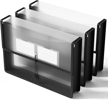 ThinkTex 3Pcs Carpeta de Plástico A4, Gran Capacidad Transparente Bolsas de Documentos con Etiqueta, para La Escuela, Inicio, Oficina